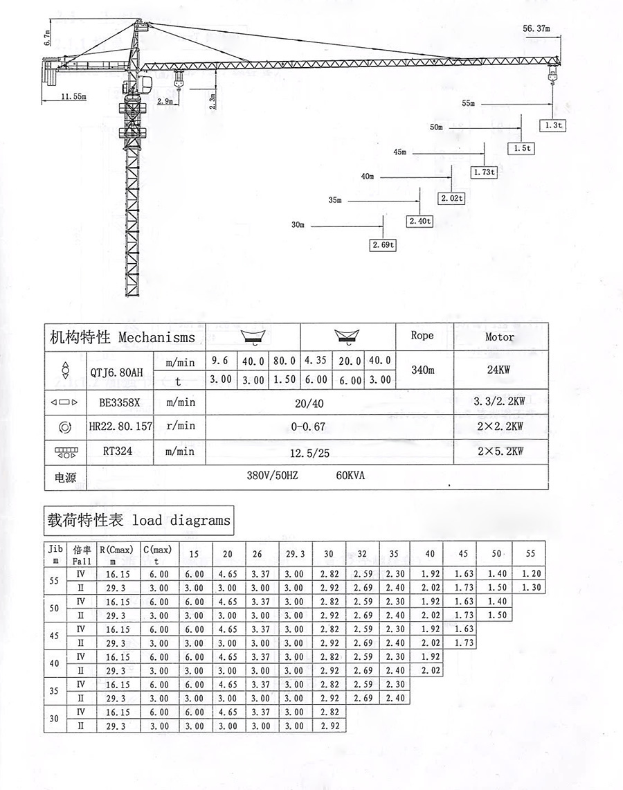 JC5513-6塔式起重機